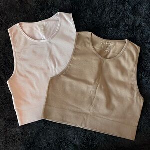 2, Crew-Neck, Stretchy Crop Tops